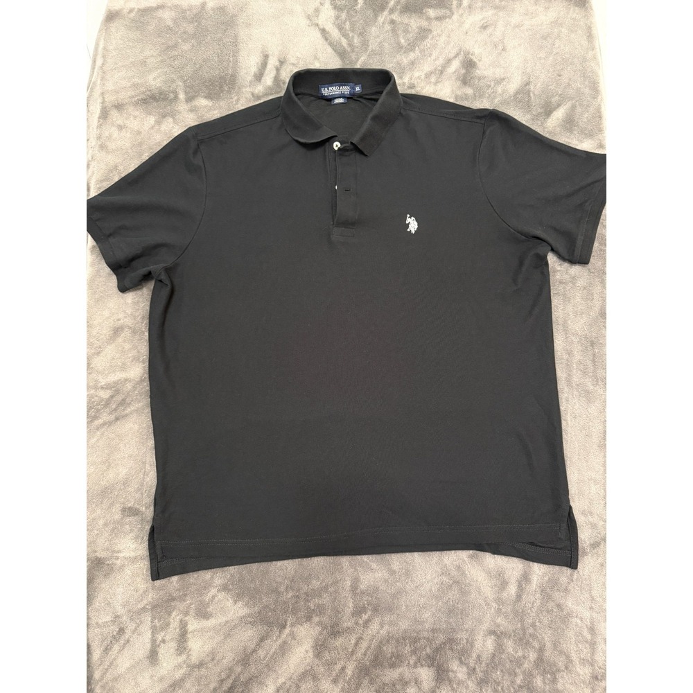 U.S. Polo Assn. Performance Mens Cotton XL Short Sleeve Polo Shirt Black